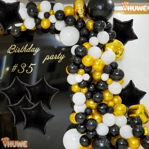 Black Star Balloons 18 Inch, 10 Pcs Black Star Shaped Mylar Helium Foil Metallic Balloon for Birthday Party Decorations Baby Shower Wedding Anniversary Backdrop Halloween Party Supplies