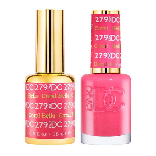 DND Gel Polish Set - 1 each of Pink Gel Polish and Pink Nail Polish, 279 Coral Bells, 0.5 Fl Oz