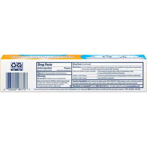 Arm & Hammer PeroxiCare Tartar Control Toothpaste Baking Soda & Peroxide, Fresh Mint 6 oz (Pack of 2)