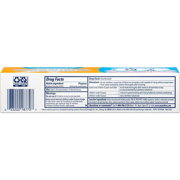 Arm & Hammer PeroxiCare Tartar Control Toothpaste Baking Soda & Peroxide, Fresh Mint 6 oz (Pack of 2)