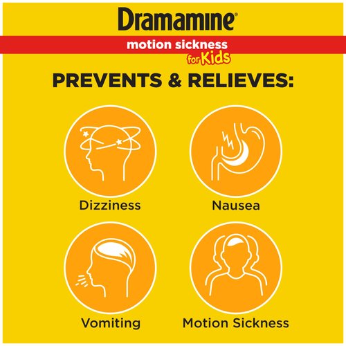 Dramamine Kids Chewable, Motion Sickness Relief, Grape Flavor, 8 Count, 3 Pack