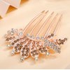 Missgrace Boho Prom Party Flower Floral Hair Combs Blue Pink Purple Bridal Wedding Shiny Hair Comb Crystal Rhinestones Women Hair Side Combs Hair Accessories for Women (Champagne)