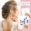 Dizila 7 Pieces Royal Blue Party Prom Wedding Bridal Crystal Rhinestone Vine Leaf Hair Side Combs + Rhinestone U-shaped Hair Pins Headpieces for Brides Bridesmaids Women Girls