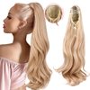 YIBANG Ponytail Extensions 20 Inch Long Curly Wavy Ponytail Extension Claw Jaw Clip in Blonde Highlights Wave Ponytail Drawstring Hairpiece Synthetic Body Curled Pony Tail for Women Girls(5.82OZ)…