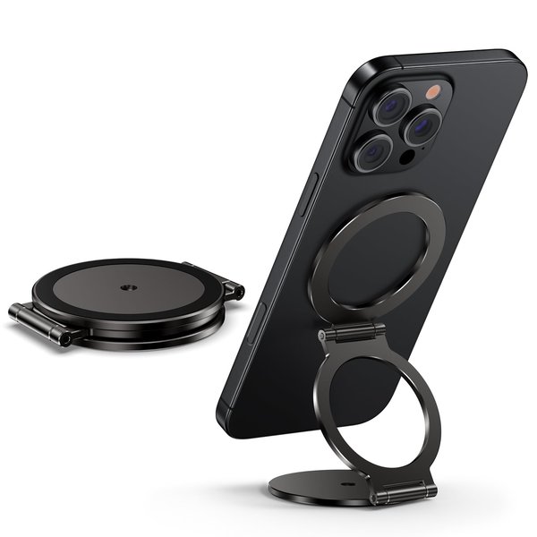 MAGDIGITEH Dual Magnetic Ring Phone Holder for MagSafe, 1/4" Screw Hole Tripod Mount, Attach Your Phone to Iron Object, Adjustable Gym Phone Stand for iPhone 16/15/14/13 Pro Max & All Phones