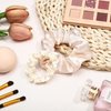 24 Pieces Satin Hair Scrunchies Silky Elastic Hair Bands Skinny Solid Hair Ties Ropes Ponytail Holder for Women Girls Hair Accessories Decorations, 2 Sizes (Cream White)