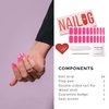 NAILOG Semi Cured Gel Nail Strips│20pcs Extra Long Nail Polish Strips│Nail Stickers with Glossy Gel Finishing│Pink Bomb