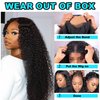 BLY Curly Glueless Wear and Go Pre Cut Lace Front Wigs Human Hair Pre Plucked Ready to Wear Wig for Women Afro Kinky Curly Black Color Hair Wig with Elastic Band 18 Inch
