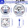 96 PCS Fighter Jet Pilot Birthday Party Decorations 350 GSM Military Jet Party Plates and Napkins Tableware Set Airplane Birthday Party Decorations for Pilot Birthday Aviation Party Supplies Serves 24