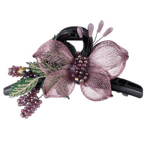 Hair Clips for Women - Copper Wire Hand-woven High-level design Hair Claws Elegant Flower Hair Accessories, Crystal Hair Claw Barrettes for Girls Thin Thick Hair, Mother's Day Gifts (Pink)