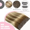 SURNEL Wire Hair Extensions Real Human Hair 20 inch 80g Balayage Walnut Brown to Ash Brown and Golden Blonde Remy Real Hair Extensions Invisible Wire Human Hair Extensions(20,3/8/22)
