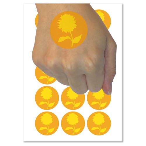 Sunflower Solid Temporary Tattoo Water Resistant Fake Body Art Set Collection - 15 2" Tattoos (1 Sheet)