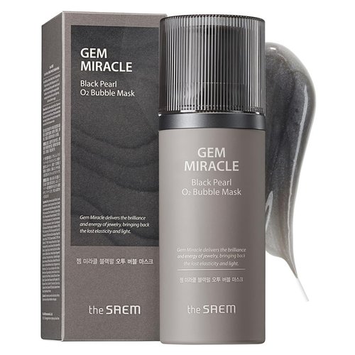 THESAEM Gem Miracle Black Pearl O2 Bubble Mask - Korean Wash Off Mask with Oxygen Bubbles - Skin Radiance, Exfoliating, Clarify Oily Skin - Deep Pore Cleanser, 3.7 fl.oz.