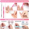 600PCS Clear Coffin Nail Tips Set Qinzave Clear Acrylic Nail Tips with Nail Glue Clear Coffin Nails Tip Full Cover with Nail Display Stand, Cuticle Nail Pusher Remover, Nail Clipper Nail Files Buffer