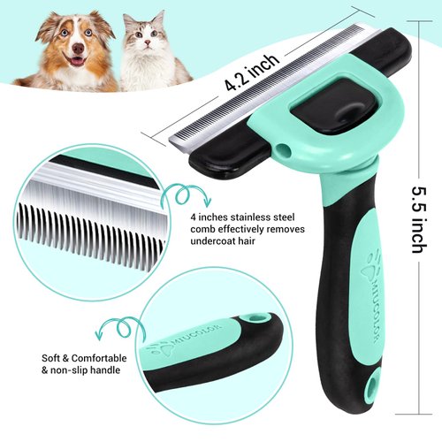 MIU COLOR Pet Grooming Brush, Deshedding Tool for Dogs & Cats, Effectively Reduces Shedding by up to 95% for Short Medium and Long Pet Hair，Spring Green