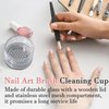 MOLILON Nail Brushes Washing Cup, Dappen Dish with Lid & Mesh Layered Acrylic Nail Brush Cleaner Nail Art Brushes Washer for Nail Sequins Glitter Powder Manicure Brush Clean Cup Nail Tool