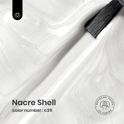 Beetles Gel Nail Polish 15ml 0.5Oz Pearl White Pearlescent Shell Shimmer Mermaid Nail Gel Polish Soak Off Uv Led Curing Requires Manicure Salon DIY Home Gel Nail Art Design Gifts for Women
