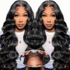 Meidisi Glueless Wigs Human Hair Pre Plucked Pre Cut Body Wave Lace Front Wigs Human Hair Pre Plucked Wear and Go Glueless Wig 4x4 Closure 28 Inch