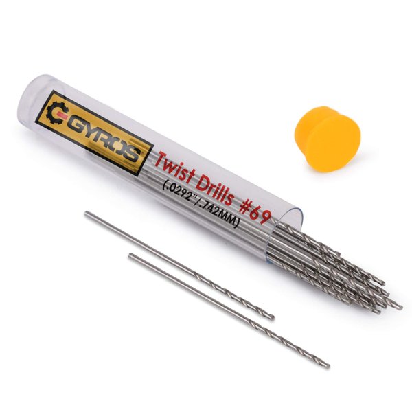 GYROS 12 PCS #69 Micro Drill Bit Set – Small Drill Bits for Jewelry, Plastic, Resin, & Soft Metal – High-Speed Steel Wire Gauge Mini Twist Drill Bit Set for Pin Vise Hand Drill & Rotary Tool