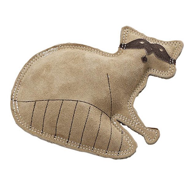 SPOT Dura-Fused Leather Raccoon - Dog Toy with Squeaker, Made With Real Leather and Jute Fabric, Interactive Toy for Aggressive Chewers, Durable Squeaky Toy for Dogs and Puppies, Small - 7.25in