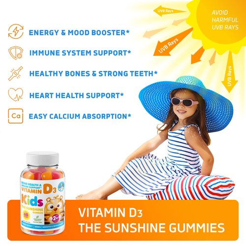 DR. MORITZ Vitamin D Gummies for Kids & Adults 2000 IU - High-Absorption Natural Vitamin D3 Chewable Gummy Supplements 1000IU - Vegetarian Gelatin-Free Immune Support Vitamins for Children (120 Count)