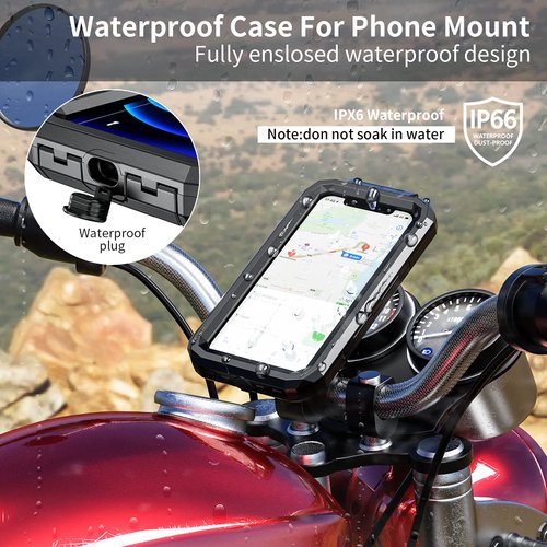 Kewig Bike Phone Mount Waterproof, Motorcycle Phone Mount with Aluminum Alloy Handlebar Mount Base & Touch-Screen, 360 Rotation Bike Phone Holder Suitable for 5.5'' - 7.0'' Cellphones