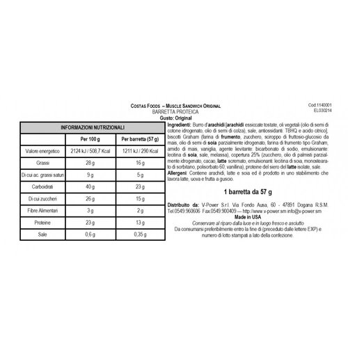 Muscle Foods Muscle Sandwich Bars, Peanut Butter Graham, 2-Ounce Bars ( 12 count )