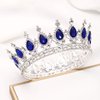 Fairyu Crowns and Tiaras Baorque Silver Rhinestone Vintage Bride Wedding Crowns Royal Birthday Crown Cake Topper Costume Headband Tiara for Women and Girls (Silve&Blue)