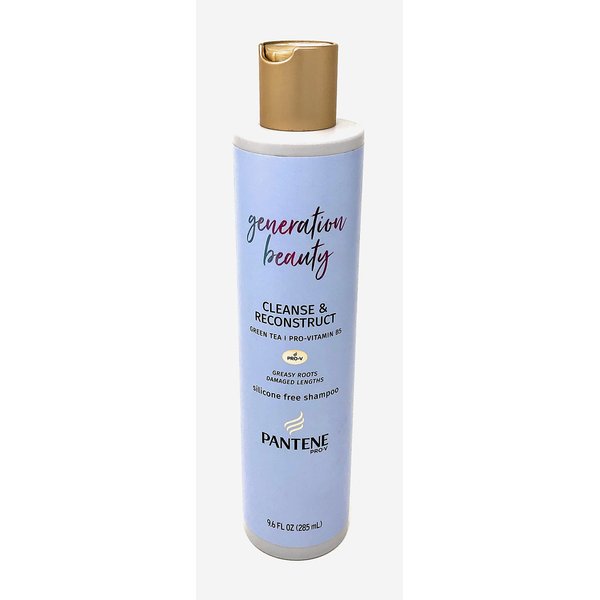 Pantene Pro-V Generation Beauty Cleanse & Reconstruct Silicone Free Shampoo with Green Tea for Greasy Roots and Damaged Lengths, 9.6 OZ