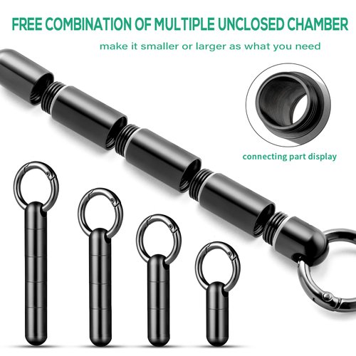 TISUR Keychain Pill Holder,Titanium Pill Case Portable Waterproof Pill Organizer Black Vitamin Container, EDC Pill Box Pill Bottle for Pocket Purse Daily Travel Outdoor（Long Tiny Pill Case Black）