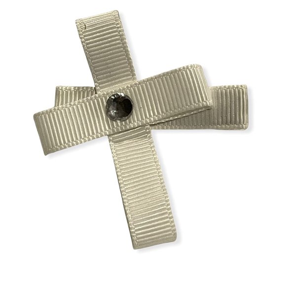 Religious Hair Clip, Cross Hair Clip, Ribbon Sculpture, Girls Hair Accessory, First Communion Hair Clip, Baptism Hair Clip