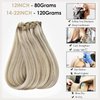 Full Shine Seamless Clip in Hair Extensions Human Hair 18 Inch Blonde Highlights Clip in Extensions Skin Weft Dark Golden Brown Mix Blonde Human Hair Extensions Pu Weft 8Pcs 120 Grams Full Head