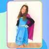 Cokos Box Girls Coronation Dress Costume Cape Gloves Tiara Crown Snow Queen Princess Accessories Kids Set, Blue-Purple, 7 Years