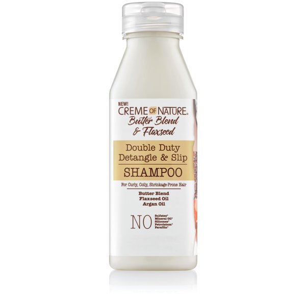 Creme of Nature, Double Duty Detangle & Slip Shampoo, Butter Blend, Argan Oil, Flaxseed Oil, Moisturizing Formula, 12oz