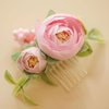 Fangsen Wedding Pink Buds Rose Flowers Floral Comb With Hair Clip Hair Accessories Floral Hair Headpiece