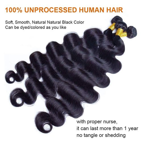Human Hair Bundles Body Wave Bundles Human Hair 18 20 22 Inch 10A Grade 100% Unprocessed Brazilian Virgin Hair Body Wave 3 Bundles Human Hair Extensions for Black Women Natural Color