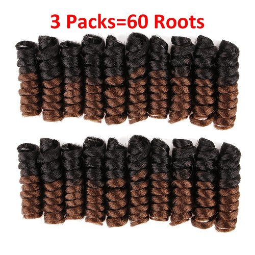 BECUS 3Packs 20inch Saniya Kenzie Curl Short Curly Crochet Braids Hair Extension for Black Women Curl Diameter (16mm) Tapered Cut Jamaican Bounce Jumpy Wand Hair Extensions(#1B/30)