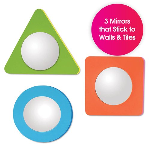 Edushape Magic Mirror Shapes Baby Bath Foam Toys Mirror - Stick-On Removable Baby Foam Bath Toys for Toddlers 1-3 - Learning Bath Toys Foam Mirror Teach Cause & Effect, Reasoning, Cognitive Skills