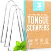 Tongue Scraper For Adults (3 Pack) - Improved Tongue Cleaning & Fresh Breath, Stainless Steel Tongue Scraper, Metal Tongue Scraper, Tongue Sweeper Kids Tongue Scraper, Ayurvedic Tongue Scrubber