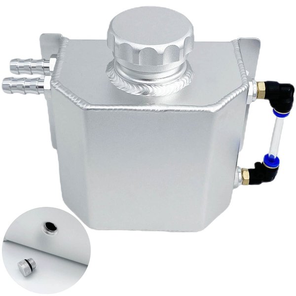 Peopop 1L Universal Aluminum Radiator Coolant Overflow Expansion Tank Recovery Water Tank Reservoir (Silver)