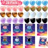 JOYPRO Valentines Day Gifts for Kids Classroom, 28 Pack Valentines Cards Goodie Bags with Heart Stones, Valentine Exchange Gifts Party Favors Crystal Gemstone Rocks for Girls Boys Classroom Prizes