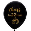 Black cheers to 22 years latex balloons, 12inch (16pcs) 22th birthday decorations party supplies for man and woman