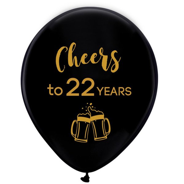 Black cheers to 22 years latex balloons, 12inch (16pcs) 22th birthday decorations party supplies for man and woman