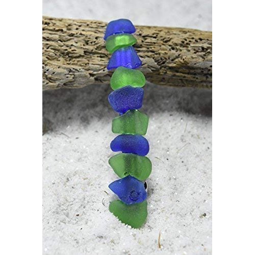 Genuine Surf Tumbled Frosted Blue and Green Sea Glass French Barrette Hair Clip 4" or 100 mm Length - Quantity of 1