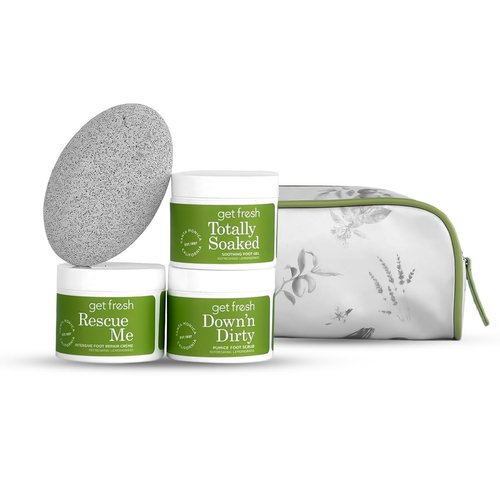 Get Fresh Relief For Tattered Tootsies 3-step at Home Foot Treatment 15.2 x 30.5 x 15.2 cm Feet Care Kit With Lemongrass Scent Includes Scrub For Cracked Heels Callus Remover Cream