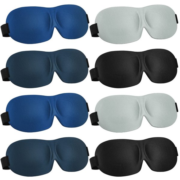 8 Pcs Sl8 Pcs Sleep eye Mask 3D Contoured Eye Mask Blackout Eye Covers for Sleeping with Adjustable Strap Block out Light Night Blindfolds Soft Comfy Eye Shade for Women Men(Retro Colors)