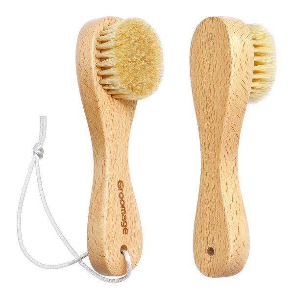 GROOMAGE Laundry Stain Brush, Natural Boar Bristle Laundry Cleaning Brush for Delicate Fabrics Without Damage, Perfect for Shoes, Cleaning and Laundry