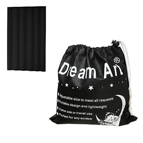 DREAM ART Anywhere Portable Blackout Curtain/Adjustable Blackout Shades/Temporary Blackout Blinds with Suction Cups for Nursery,Children Kids Bedroom or Travel Use,Black,1 pc W51xL71Inch(130X180cm)