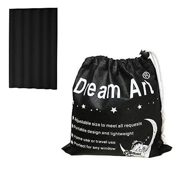 DREAM ART Anywhere Portable Blackout Curtain/Adjustable Blackout Shades/Temporary Blackout Blinds with Suction Cups for Nursery,Children Kids Bedroom or Travel Use,Black,1 pc W51xL71Inch(130X180cm)