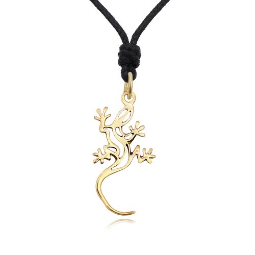 Vietguild Gecko Handmade 92.5 Sterling Silver Necklace Pendant Jewelry with Cotton Cord